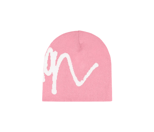 SCRIPT BEANIE (PINK/WHITE)