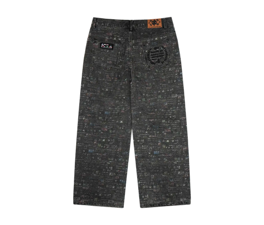 FLAG DENIM JEANS (WASHED BLACK)