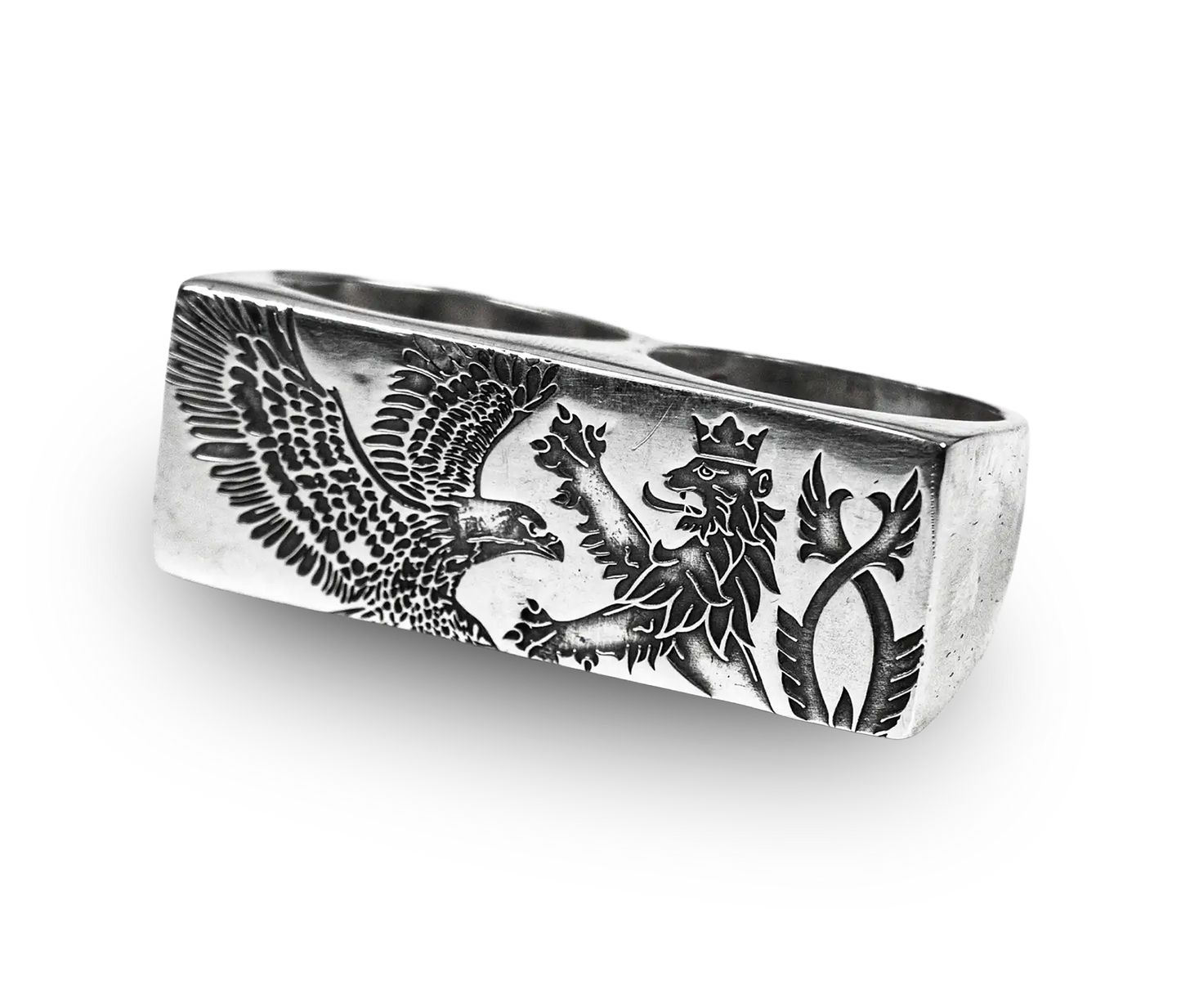 CREST DOUBLE SILVER RING