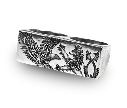 CREST DOUBLE SILVER RING
