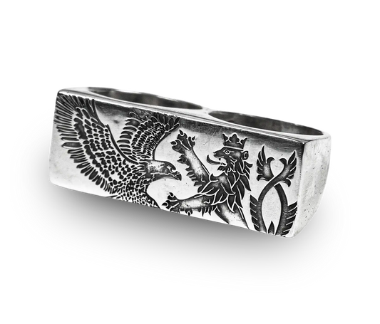 CREST DOUBLE SILVER RING