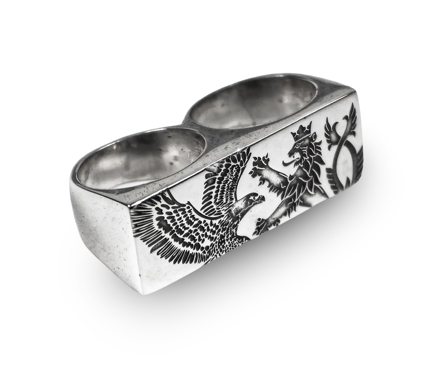 CREST DOUBLE SILVER RING