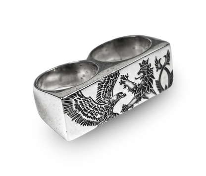 CREST DOUBLE SILVER RING
