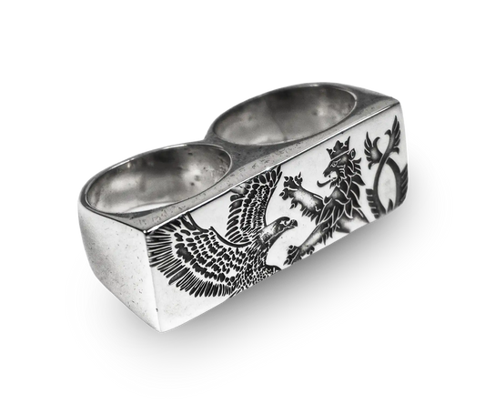 CREST DOUBLE SILVER RING