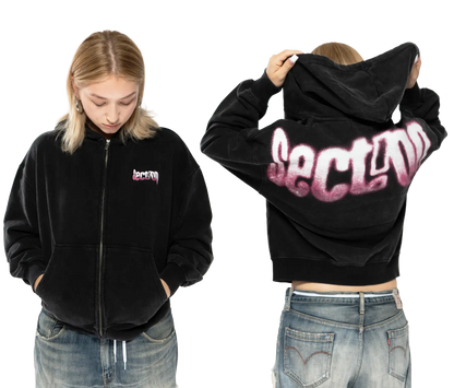 MELTED LOGO ZIP-UP (WASHED BLACK)