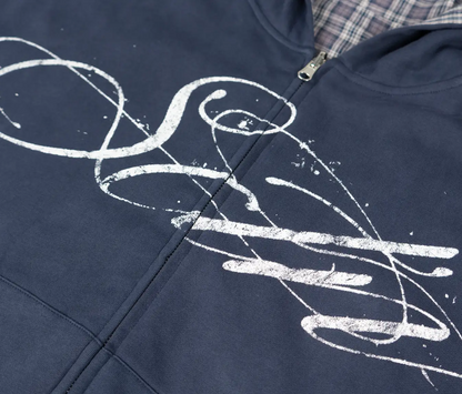 AGED SCRIPT REVERSIBLE ZIP-UP (NAVY/PLAID)