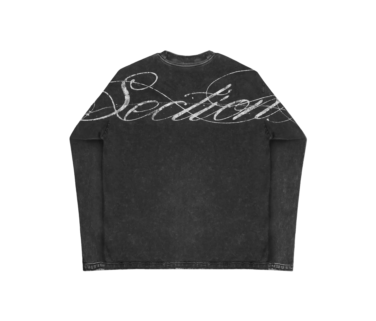 AGED SCRIPT STITCHED LONGSLEEVE (WASHED BLACK)