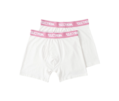 ESSENTIALS BOXERS (WHITE/PINK)