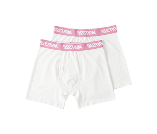 ESSENTIALS BOXERS (WHITE/PINK)