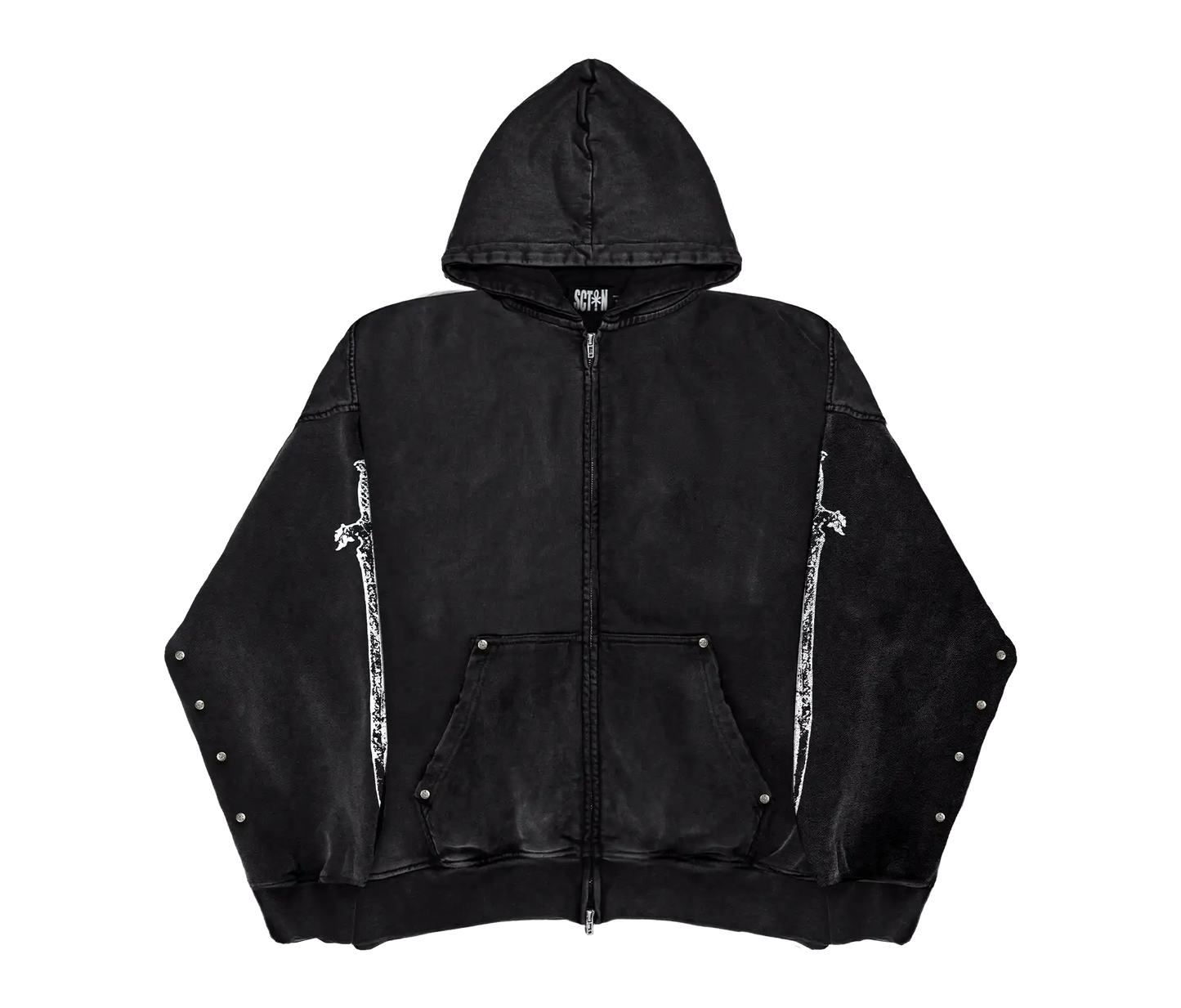 SWORD LOGO ZIP-UP (WASHED BLACK)