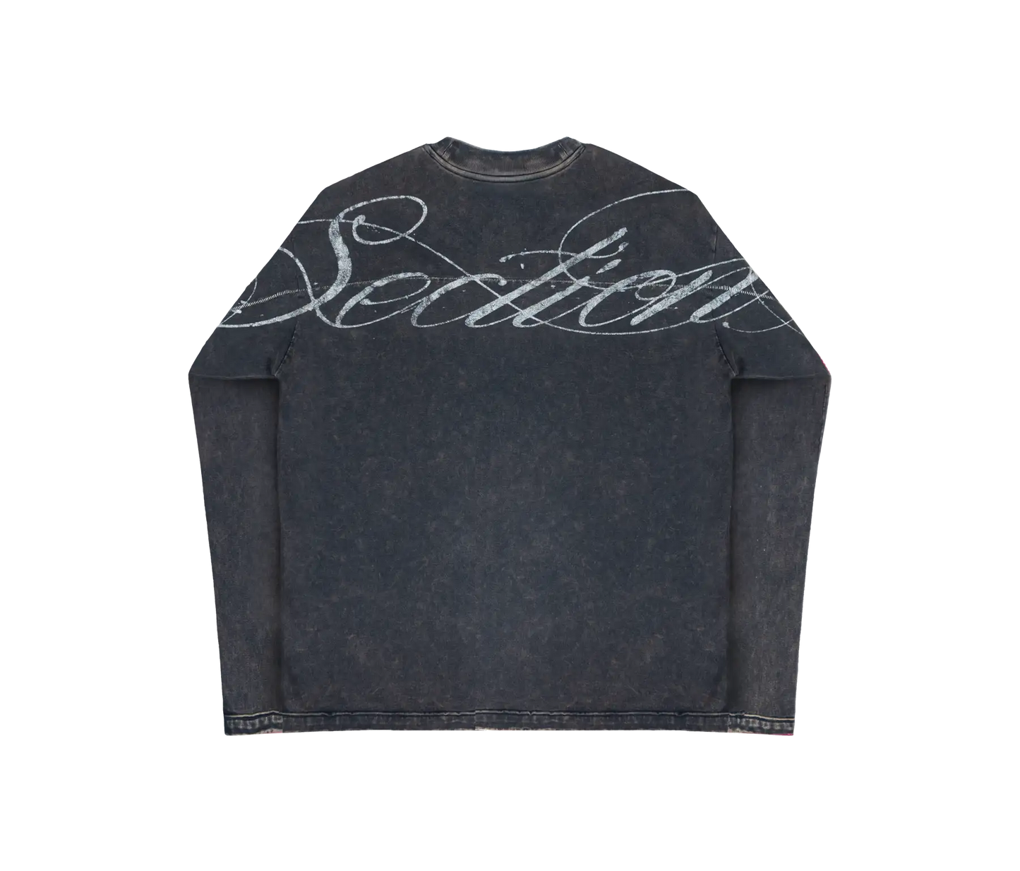 AGED SCRIPT STITCHED LONGSLEEVE (WASHED NAVY)