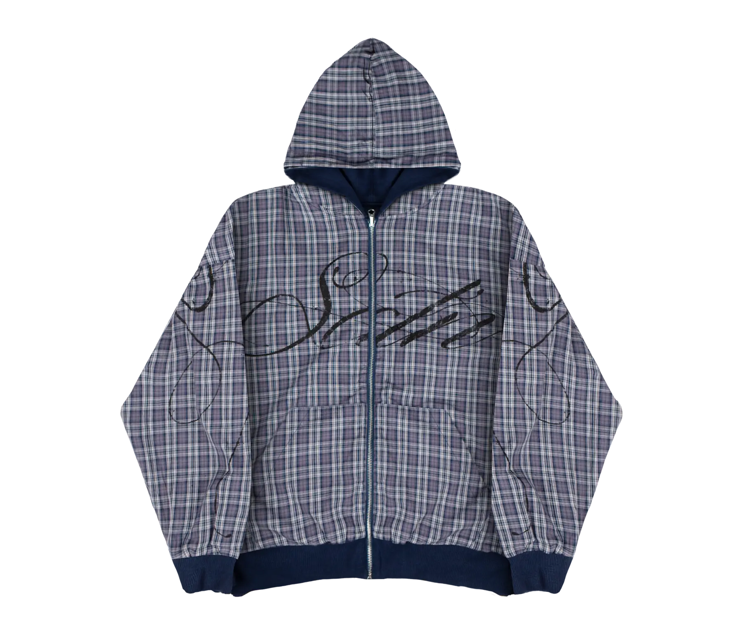 AGED SCRIPT REVERSIBLE ZIP-UP (NAVY/PLAID)