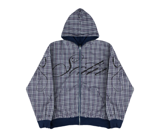 AGED SCRIPT REVERSIBLE ZIP-UP (NAVY/PLAID)