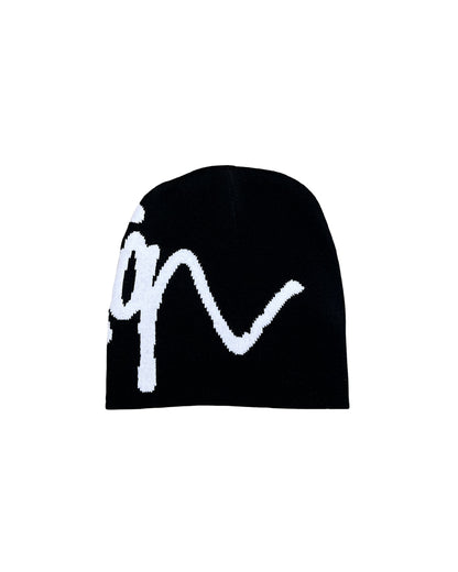 Script Beanie (Black/White)