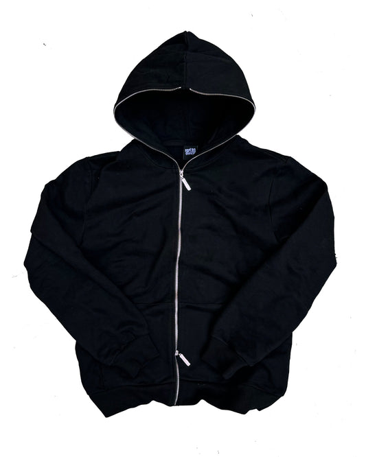 BLANK FULL-ZIP HOODIE BLACK