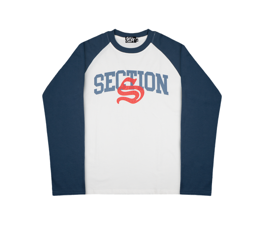 UNIVERSITY RAGLAN LONGSLEEVE (WHITE/BLUE)
