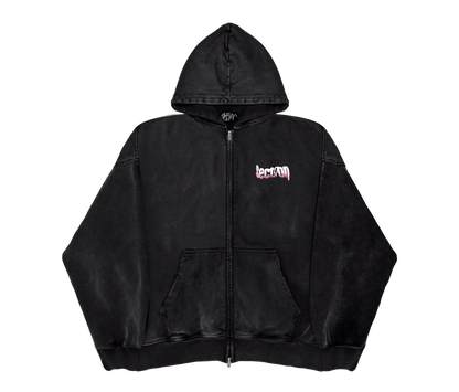 MELTED LOGO ZIP-UP (WASHED BLACK)