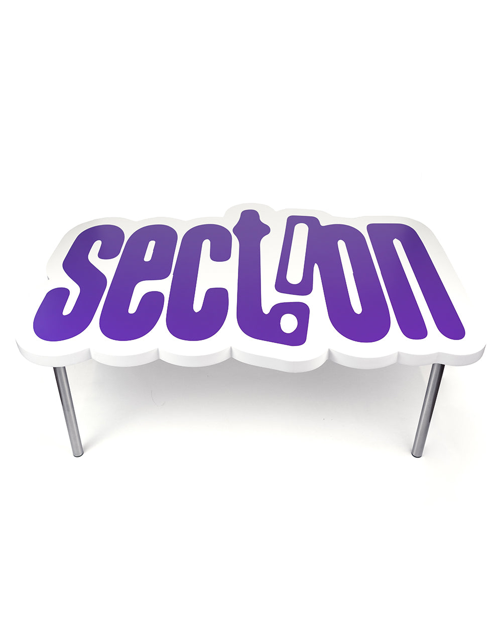 Split Logo Wooden Table (White/Purple)