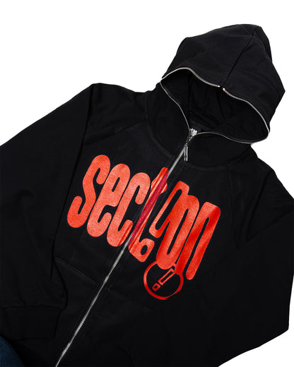 Split Logo Full-Zip Hoodie (Black/Red)