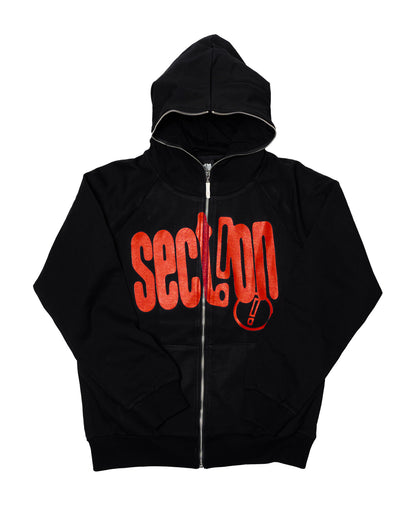 Split Logo Full-Zip Hoodie (Black/Red)